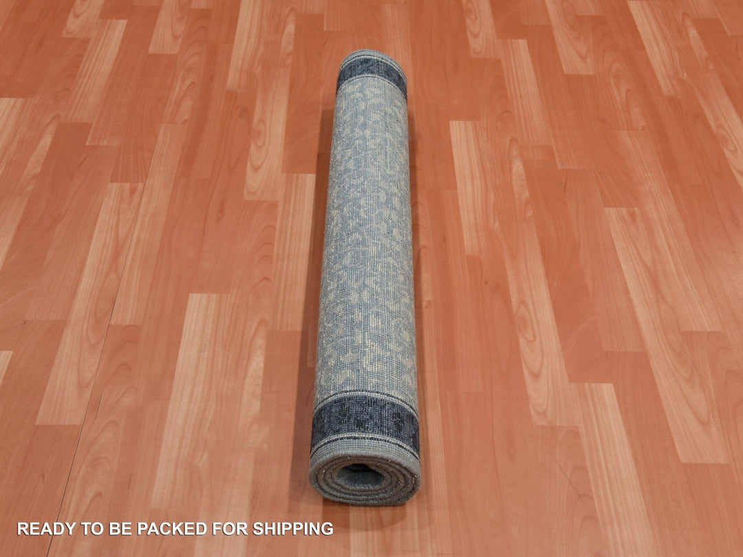 3'1" x 5'1" New Hand Knotted Blue Wool Rectangle Oriental Rug - MOA10275258