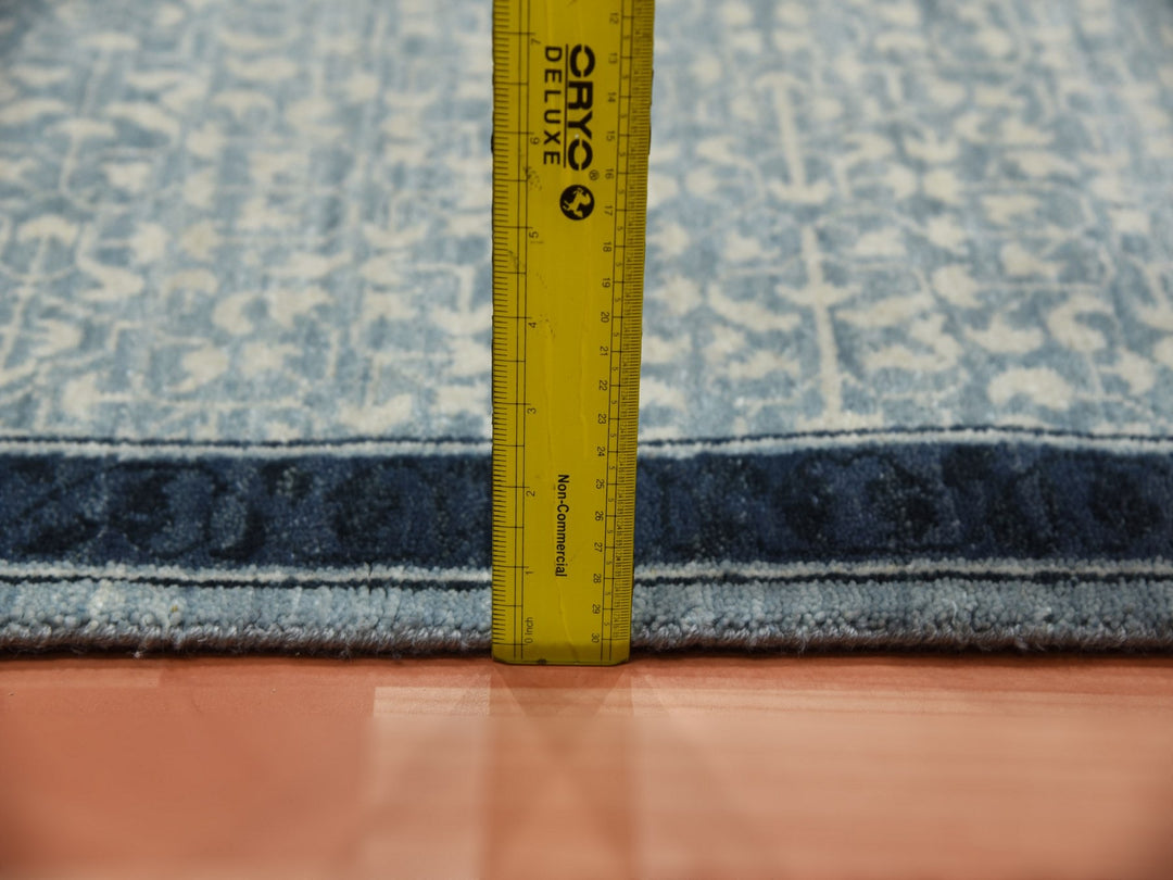 3'1" x 5'1" New Hand Knotted Blue Wool Rectangle Oriental Rug - MOA10275258
