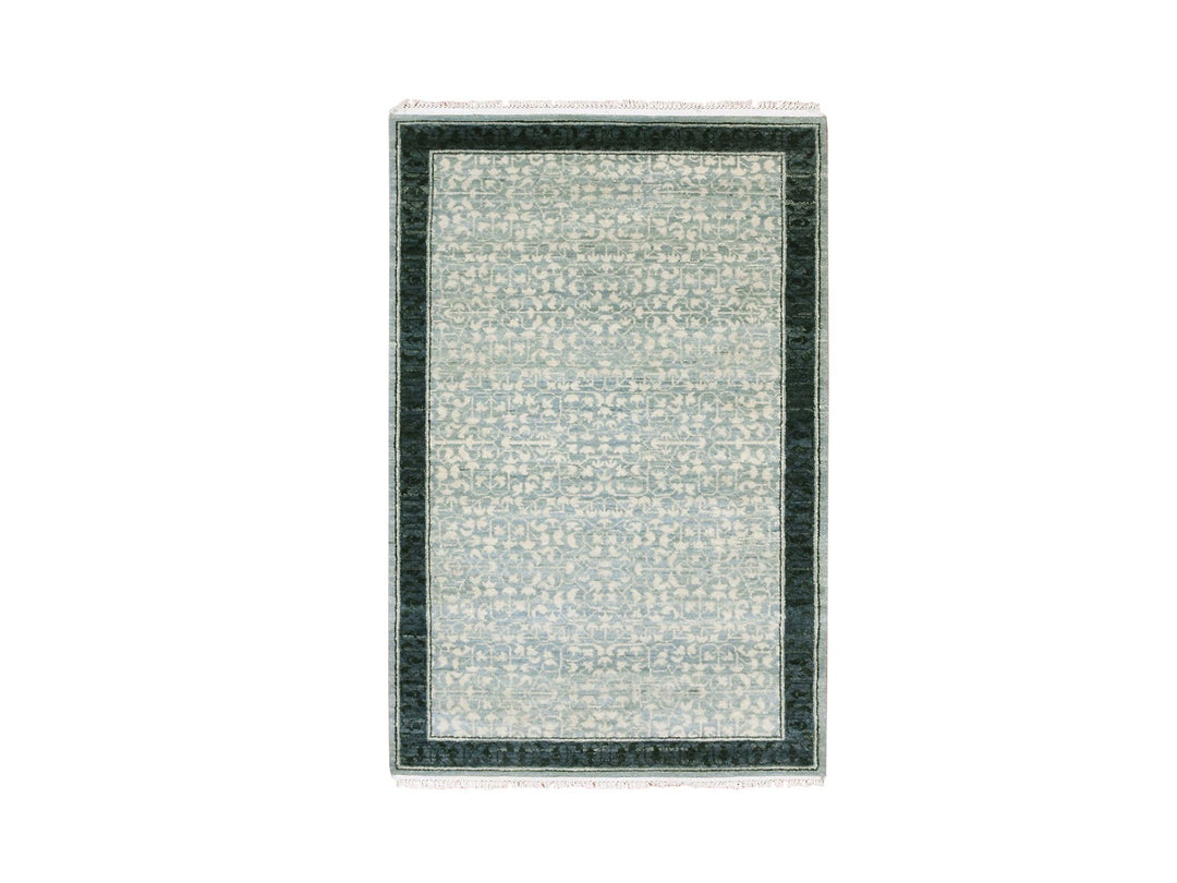 3'1" x 5'2" New Hand Knotted Blue Wool Rectangle Oriental Rug - MOA10275259