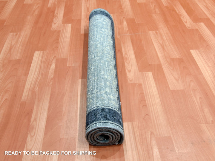 3'1" x 5'2" New Hand Knotted Blue Wool Rectangle Oriental Rug - MOA10275259