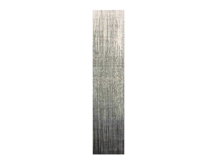 2'6" x 12'6" New Hand Knotted Grey Wool Runner Oriental Rug - MOA10275260