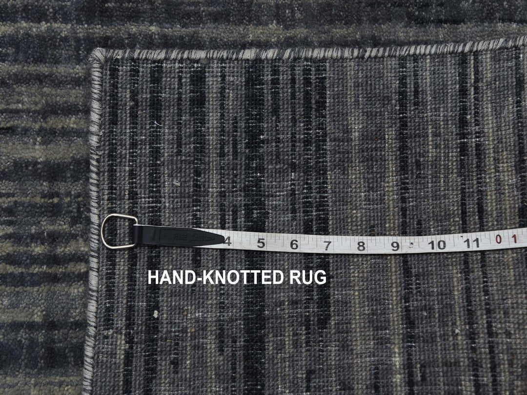 2'6" x 12'6" New Hand Knotted Grey Wool Runner Oriental Rug - MOA10275260