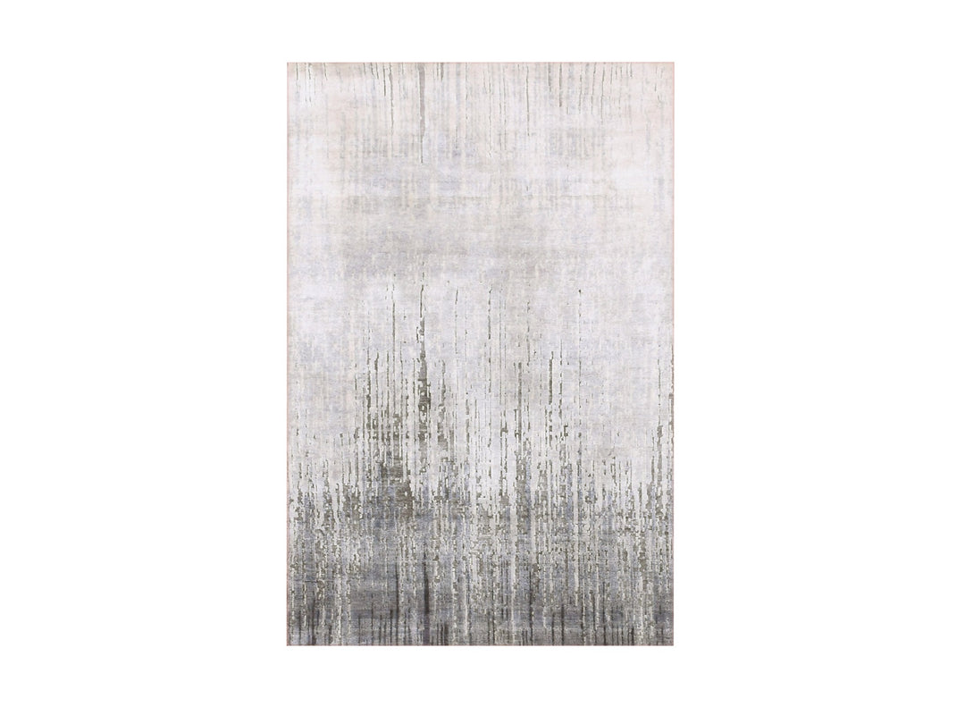 3'0" x 5'3" New Hand Knotted Grey Wool & Silk Rectangle Oriental Rug - MOA10275261