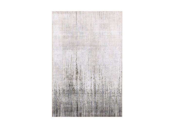 3'0" x 5'3" New Hand Knotted Grey Wool & Silk Rectangle Oriental Rug - MOA10275261