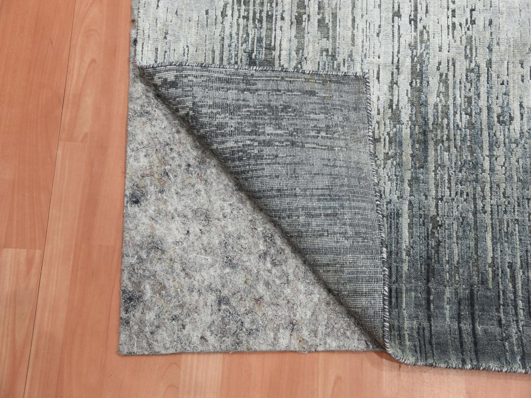 3'0" x 5'3" New Hand Knotted Grey Wool & Silk Rectangle Oriental Rug - MOA10275261