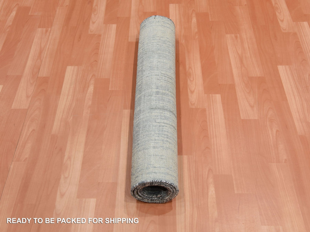 3'0" x 5'3" New Hand Knotted Grey Wool & Silk Rectangle Oriental Rug - MOA10275261
