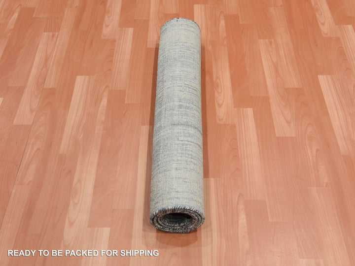 3'0" x 5'3" New Hand Knotted Grey Wool & Silk Rectangle Oriental Rug - MOA10275261