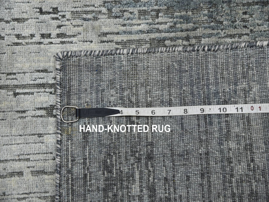 3'0" x 5'3" New Hand Knotted Grey Wool & Silk Rectangle Oriental Rug - MOA10275261