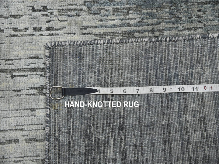 3'0" x 5'3" New Hand Knotted Grey Wool & Silk Rectangle Oriental Rug - MOA10275261