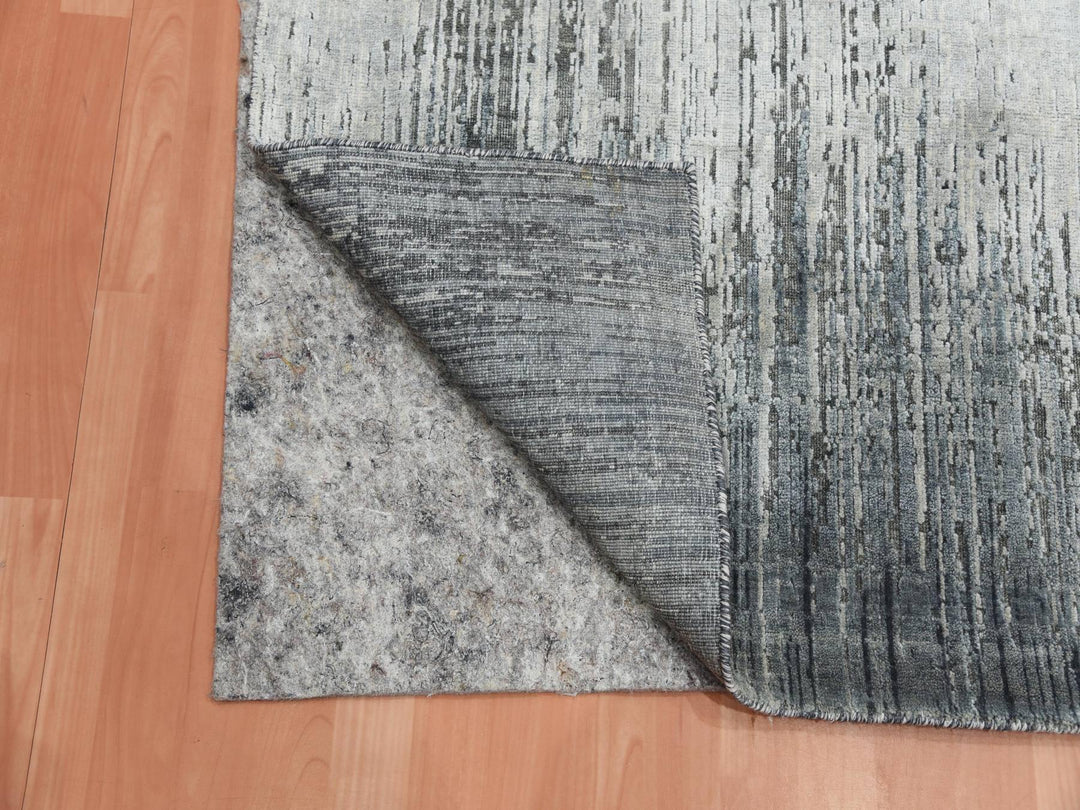 3'0" x 5'3" New Hand Knotted Grey Wool & Silk Rectangle Oriental Rug - MOA10275262