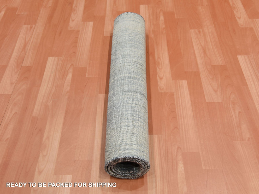3'0" x 5'3" New Hand Knotted Grey Wool & Silk Rectangle Oriental Rug - MOA10275262