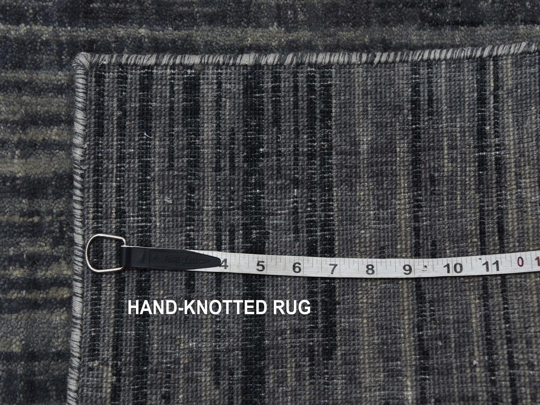 2'6" x 12'6" New Hand Knotted Grey Wool Runner Oriental Rug - MOA10275263