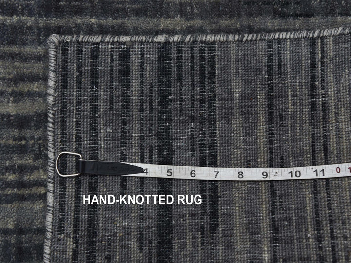 2'6" x 12'6" New Hand Knotted Grey Wool Runner Oriental Rug - MOA10275263
