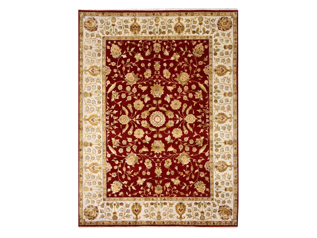 9'0" x 12'0" New Hand Knotted Red Wool & Silk Rectangle Oriental Rug - MOA10275265