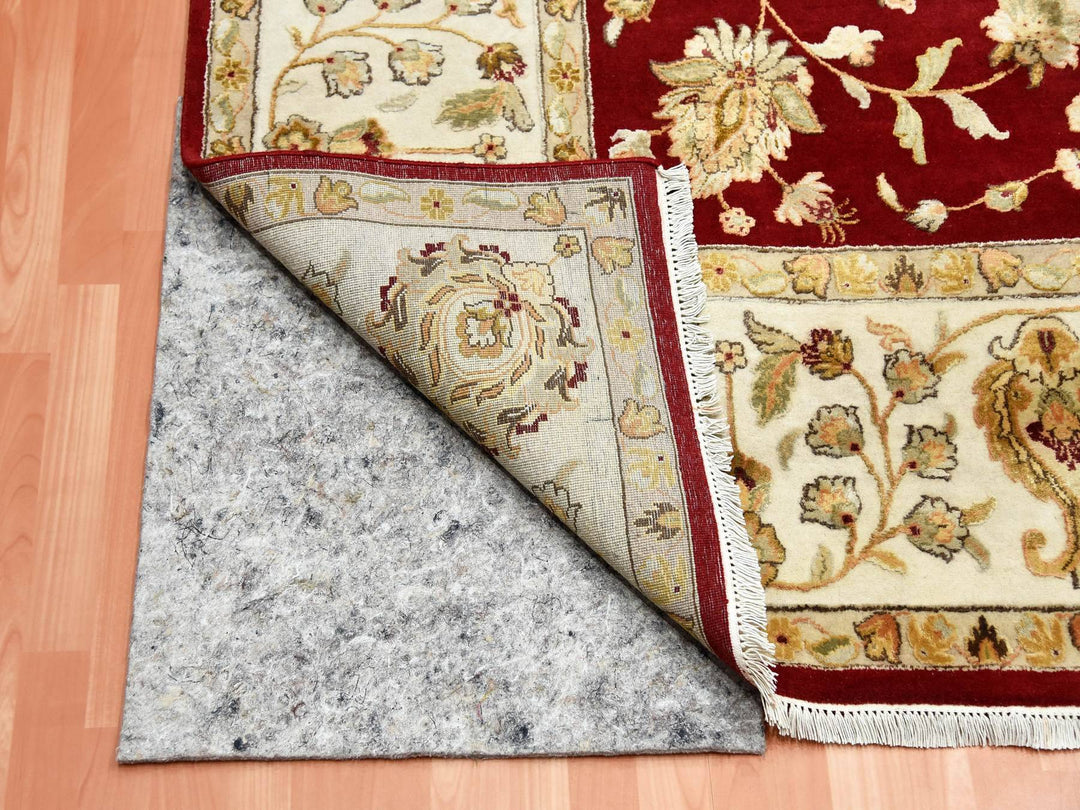 9'0" x 12'0" New Hand Knotted Red Wool & Silk Rectangle Oriental Rug - MOA10275265