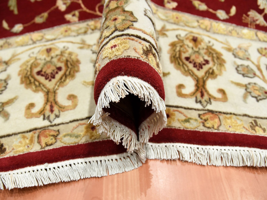 9'0" x 12'0" New Hand Knotted Red Wool & Silk Rectangle Oriental Rug - MOA10275265