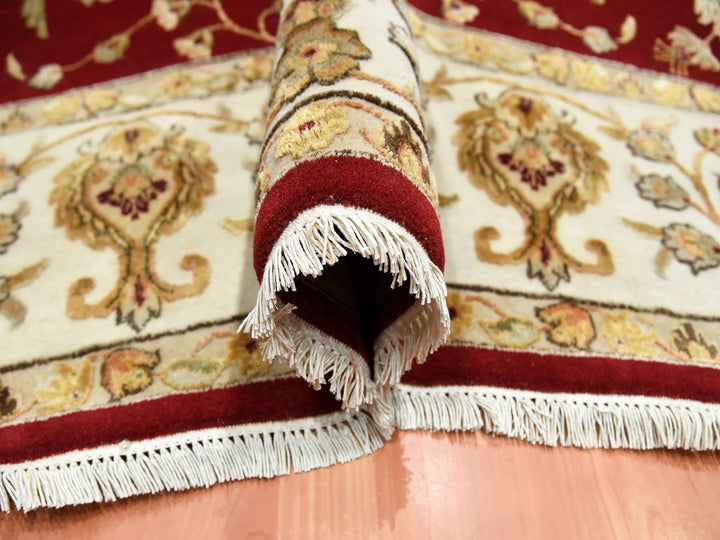 9'0" x 12'0" New Hand Knotted Red Wool & Silk Rectangle Oriental Rug - MOA10275265