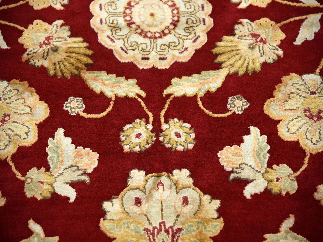 9'0" x 12'0" New Hand Knotted Red Wool & Silk Rectangle Oriental Rug - MOA10275265