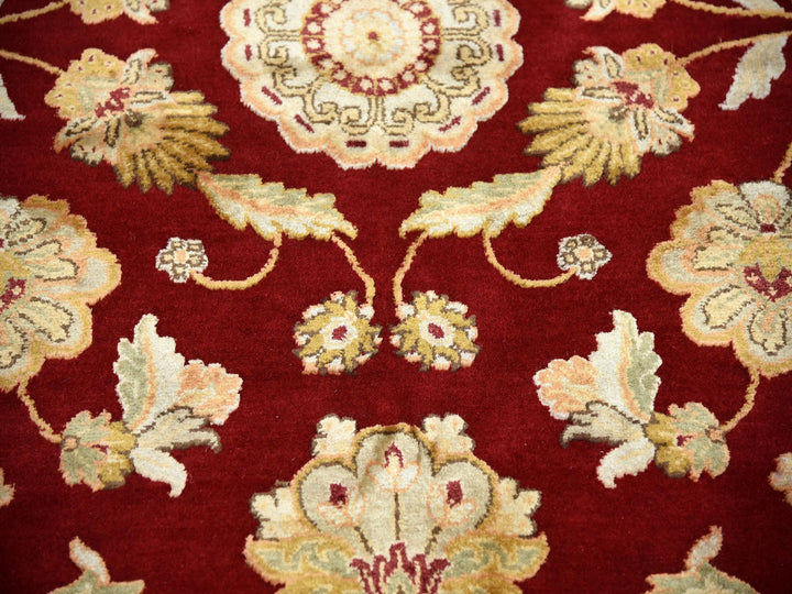 9'0" x 12'0" New Hand Knotted Red Wool & Silk Rectangle Oriental Rug - MOA10275265