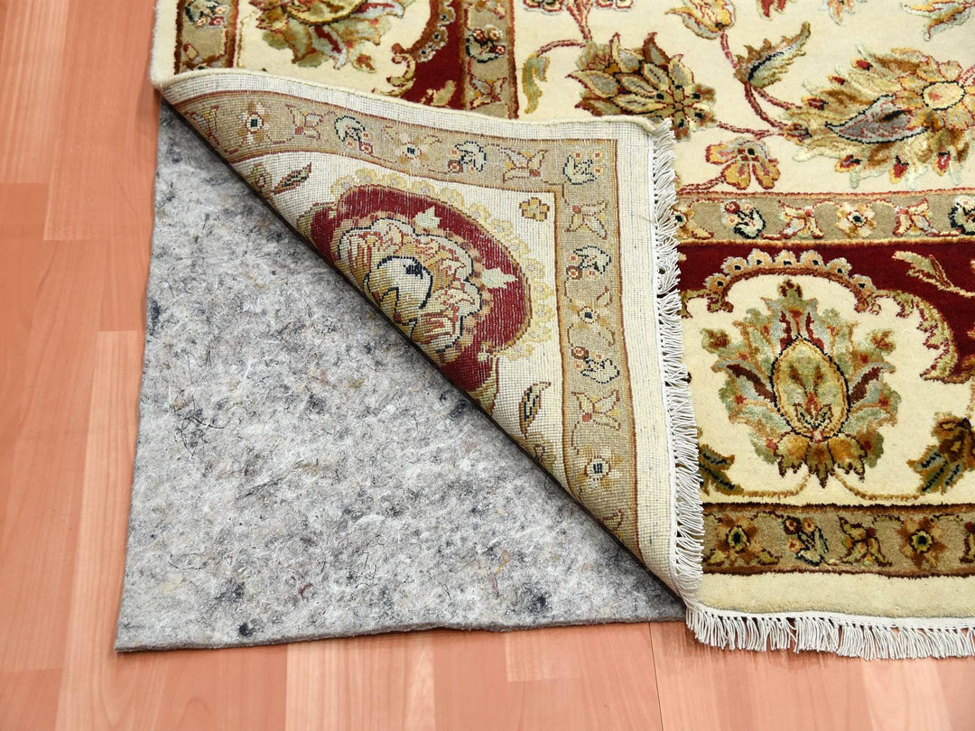 8'1" x 10'0" New Hand Knotted Ivory Wool & Silk Rectangle Oriental Rug - MOA10275272