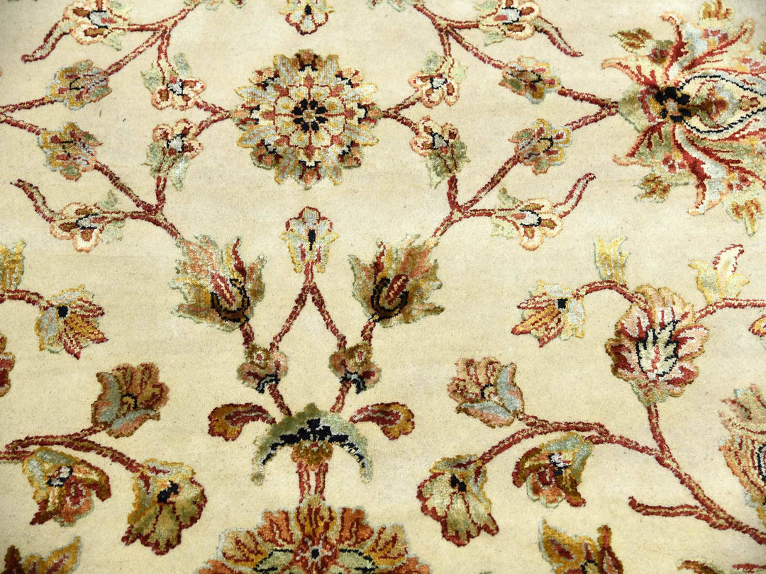 8'1" x 10'0" New Hand Knotted Ivory Wool & Silk Rectangle Oriental Rug - MOA10275272