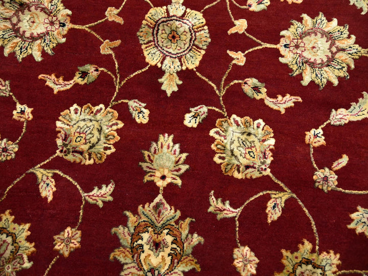 8'0" x 7'10" New Hand Knotted Red Wool & Silk Round Oriental Rug - MOA10275273