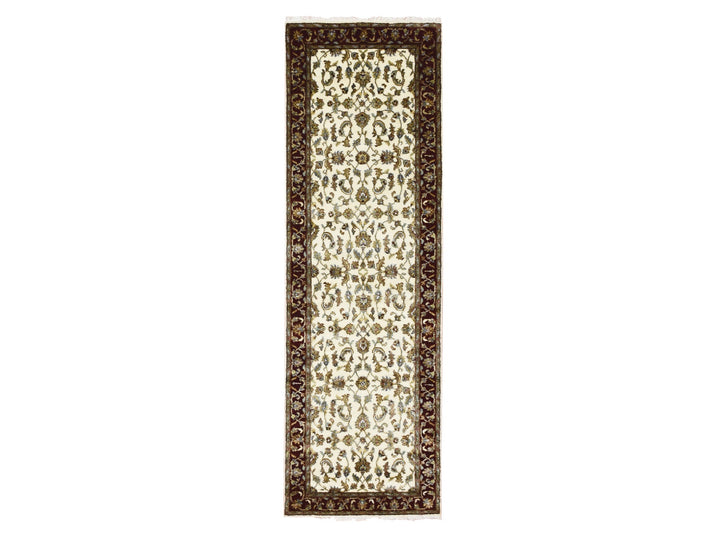 2'7" x 8'0" New Hand Knotted Ivory Wool & Silk Runner Oriental Rug - MOA10275276