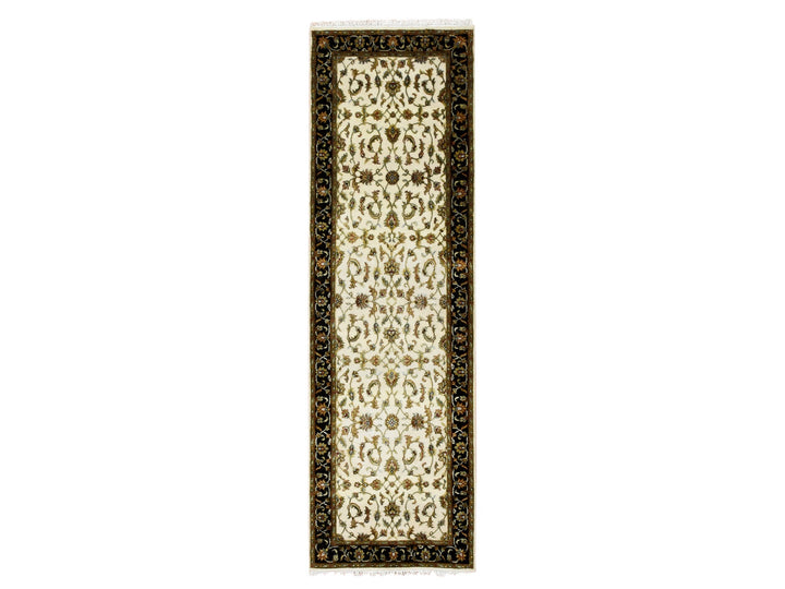 2'6" x 8'2" New Hand Knotted Ivory Wool & Silk Runner Oriental Rug - MOA10275277