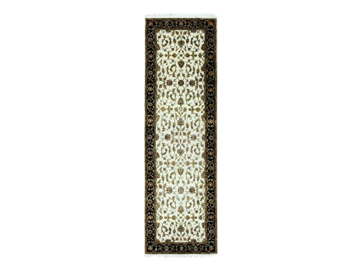 2'6" x 8'2" New Hand Knotted Ivory Wool & Silk Runner Oriental Rug - MOA10275278