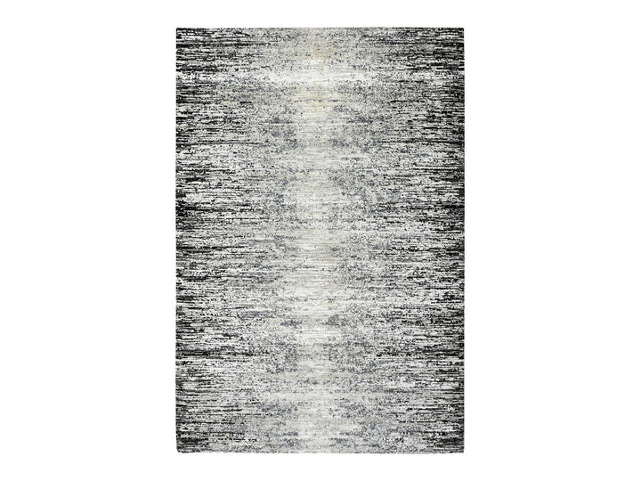 6'0" x 9'0" New Hand Knotted Black Wool & Silk Rectangle Oriental Rug - MOA10275285