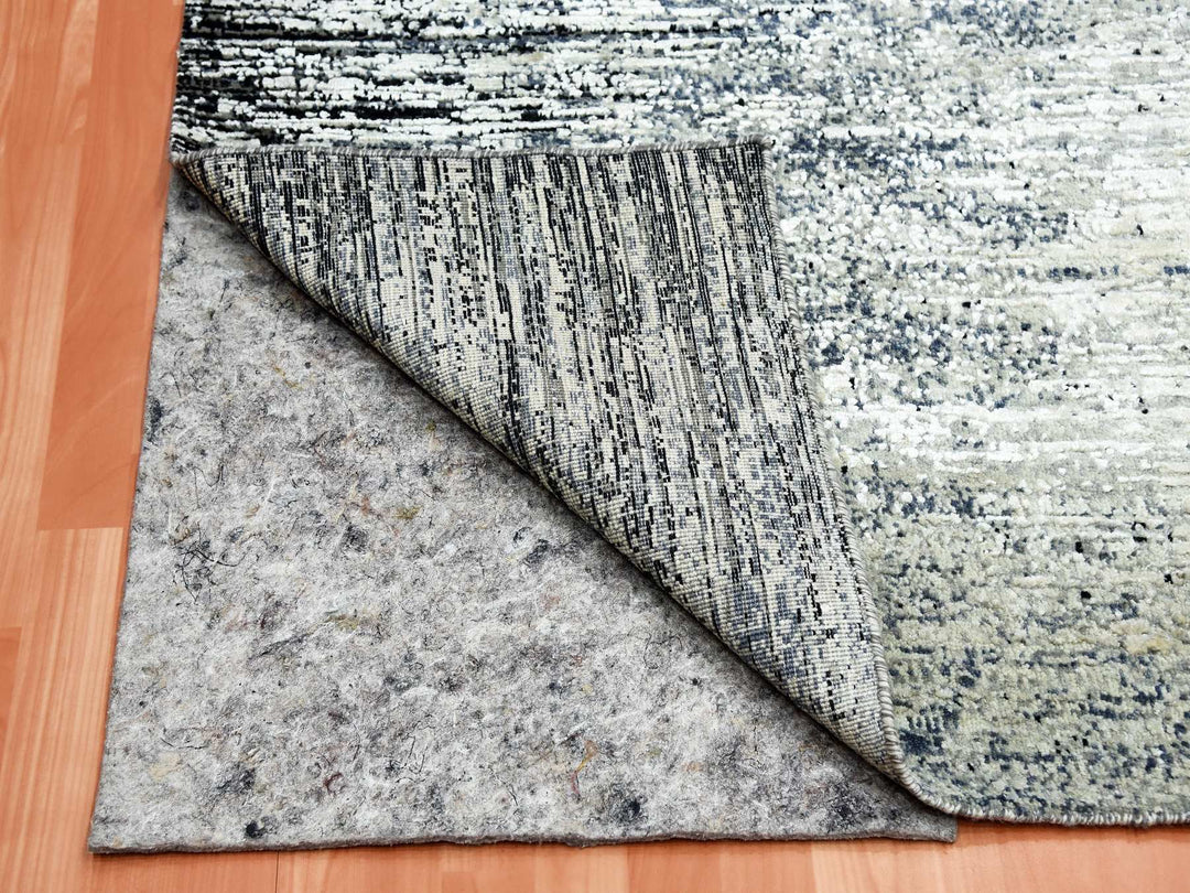 6'0" x 9'0" New Hand Knotted Black Wool & Silk Rectangle Oriental Rug - MOA10275285
