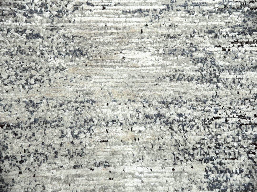 10'0" x 10'0" New Hand Knotted Black Wool & Silk Round Oriental Rug - MOA10275286
