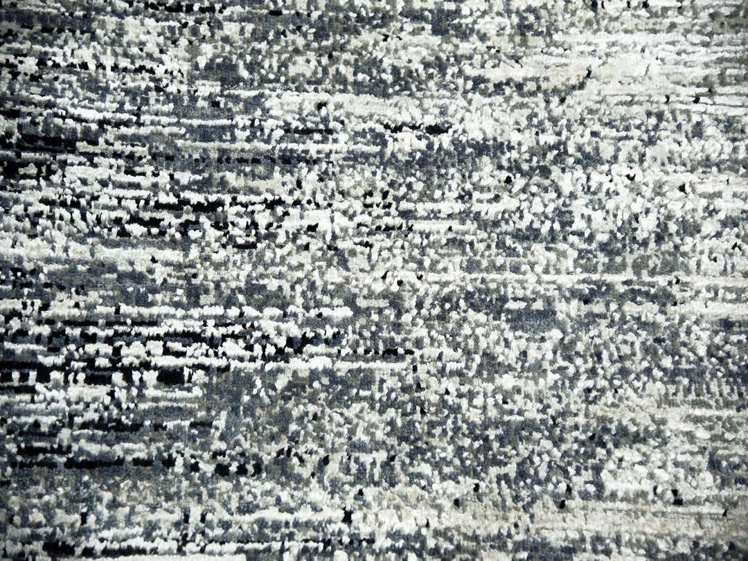 8'0" x 8'0" New Hand Knotted Black Wool & Silk Round Oriental Rug - MOA10275287