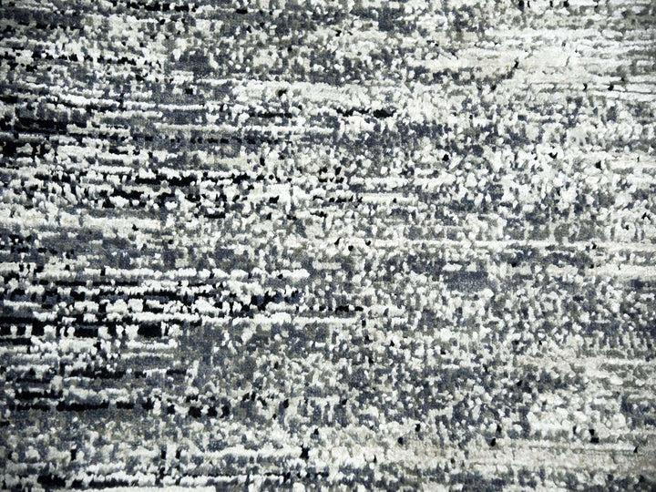8'0" x 8'0" New Hand Knotted Black Wool & Silk Round Oriental Rug - MOA10275287