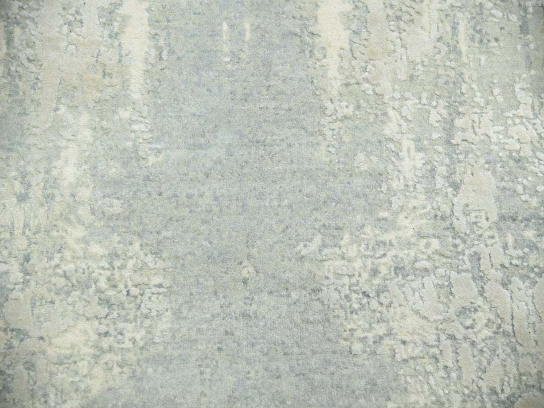 9'0" x 12'1" New Hand Knotted Grey Wool & Silk Rectangle Oriental Rug - MOA10275289