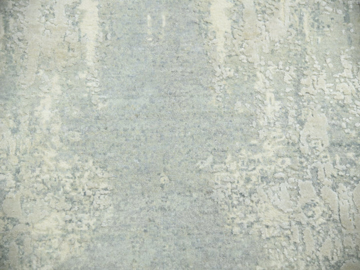 9'0" x 12'1" New Hand Knotted Grey Wool & Silk Rectangle Oriental Rug - MOA10275289