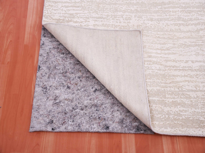 8'10" x 11'10" New Hand Knotted Ivory Wool & Silk Rectangle Oriental Rug - MOA10275298