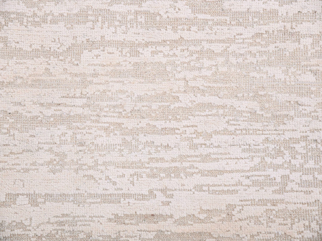 8'10" x 11'10" New Hand Knotted Ivory Wool & Silk Rectangle Oriental Rug - MOA10275298