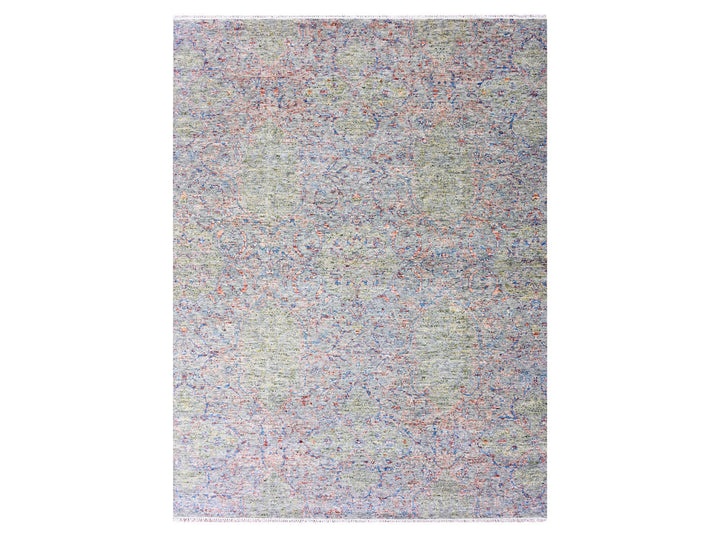 9'1" x 12'1" New Hand Knotted Grey Wool Rectangle Oriental Rug - MOA10275303
