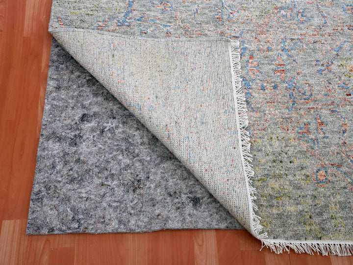 9'1" x 12'1" New Hand Knotted Grey Wool Rectangle Oriental Rug - MOA10275303