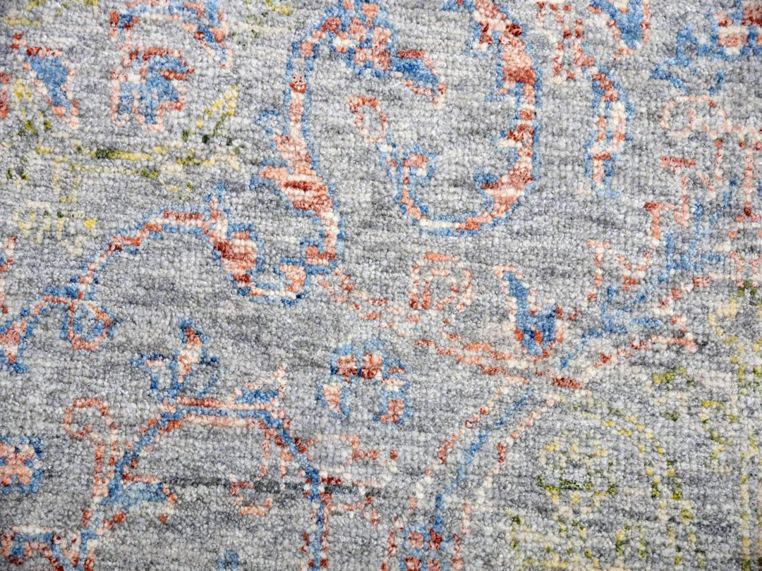 9'1" x 12'1" New Hand Knotted Grey Wool Rectangle Oriental Rug - MOA10275303