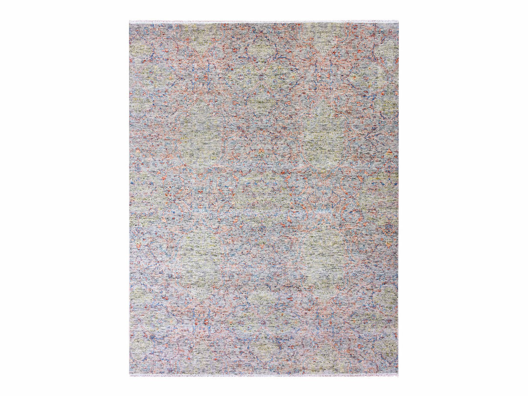 9'0" x 11'10" New Hand Knotted Grey Wool Rectangle Oriental Rug - MOA10275305