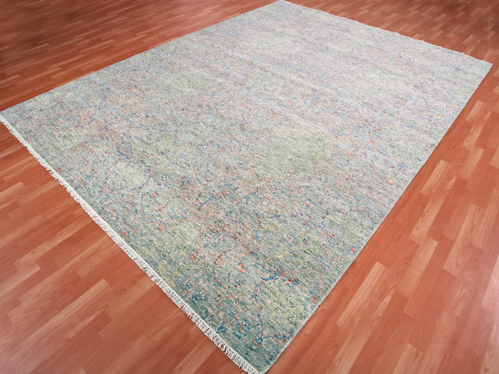 9'0" x 11'10" New Hand Knotted Grey Wool Rectangle Oriental Rug - MOA10275305