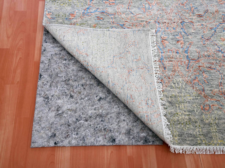 9'0" x 11'10" New Hand Knotted Grey Wool Rectangle Oriental Rug - MOA10275305
