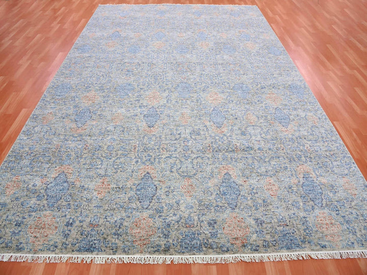 9'0" x 12'4" New Hand Knotted Grey Wool Rectangle Oriental Rug - MOA10275306