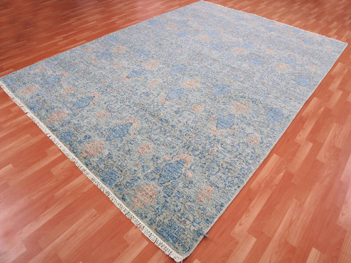9'0" x 12'4" New Hand Knotted Grey Wool Rectangle Oriental Rug - MOA10275306