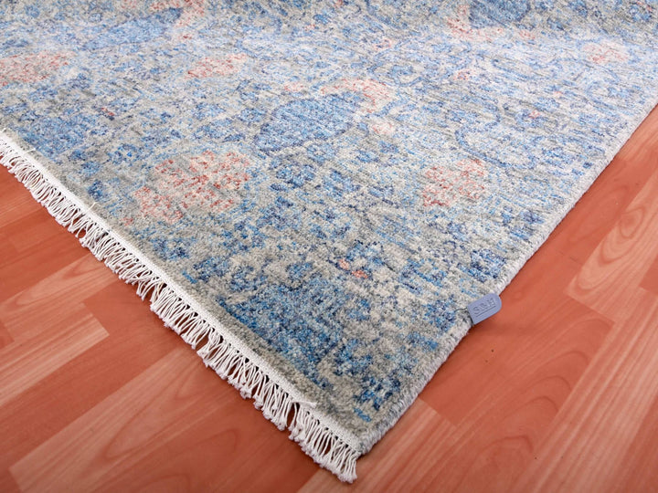 9'0" x 12'4" New Hand Knotted Grey Wool Rectangle Oriental Rug - MOA10275306
