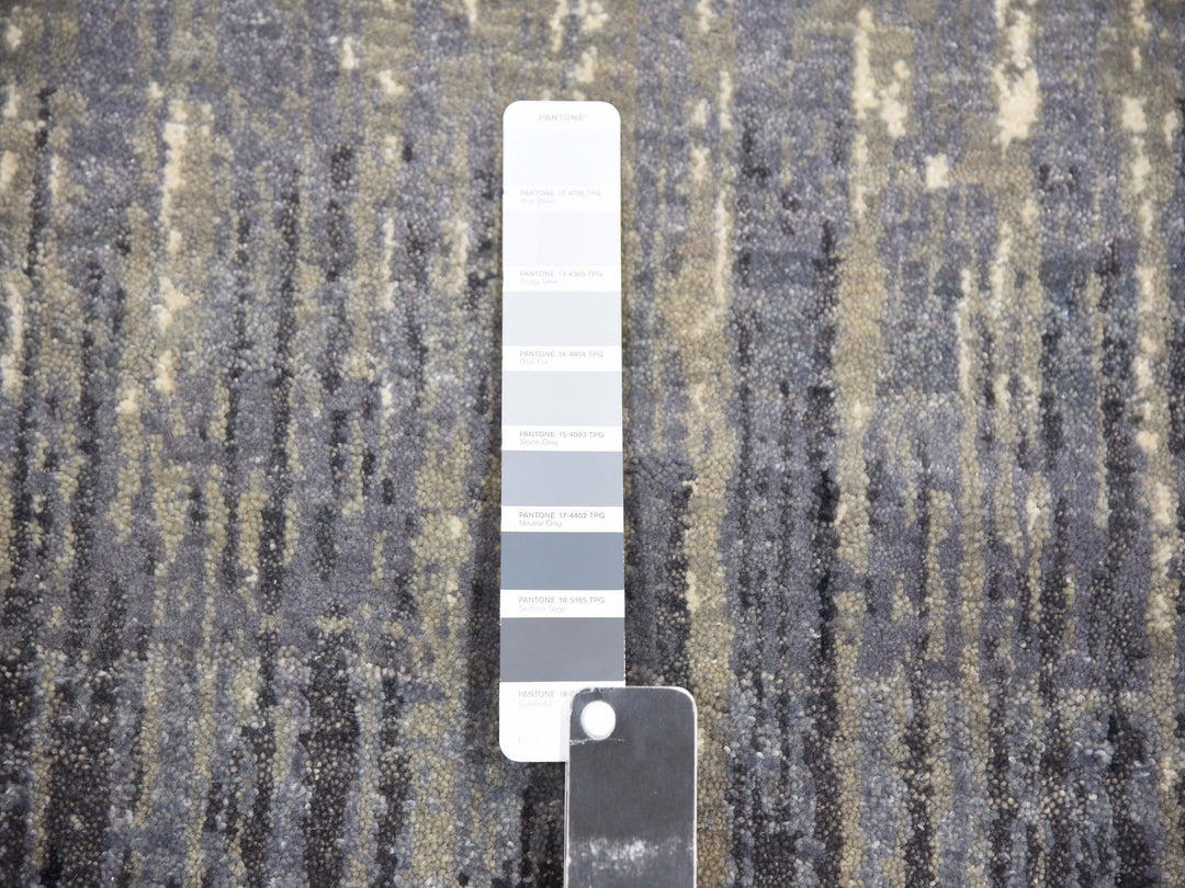 2'6" x 6'4" New Hand Knotted Grey Wool Runner Oriental Rug - MOA10275307