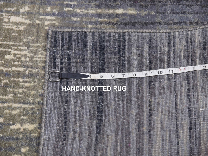 2'6" x 6'4" New Hand Knotted Grey Wool Runner Oriental Rug - MOA10275307