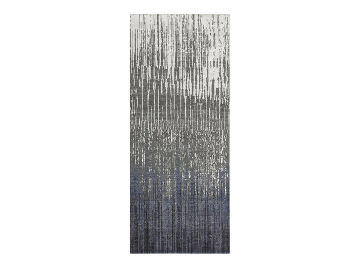 2'6" x 6'3" New Hand Knotted Grey Wool Runner Oriental Rug - MOA10275308